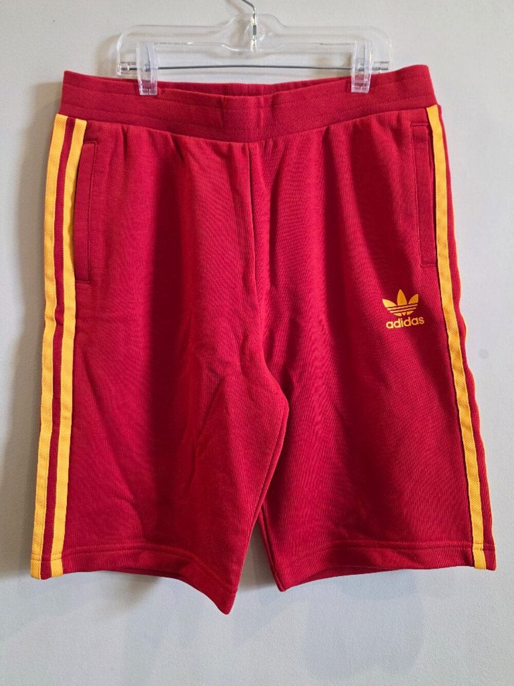 NWT Adidas Originals Adicolor 3-Stripes Shorts Red Yellow Sz L Youth